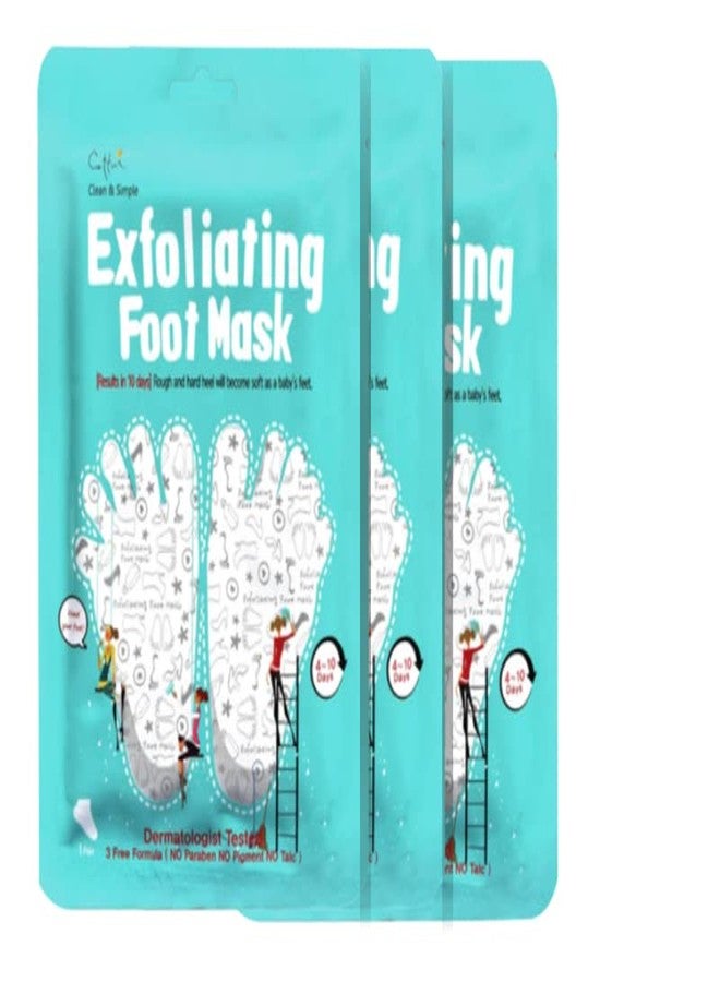 Cettua Clean and Simple Exfoliating Foot Mask 3 PACK, Foot Peeling Mask, Dermatologist Tested, No Paraben, No Pigment, No Talc - Image 1